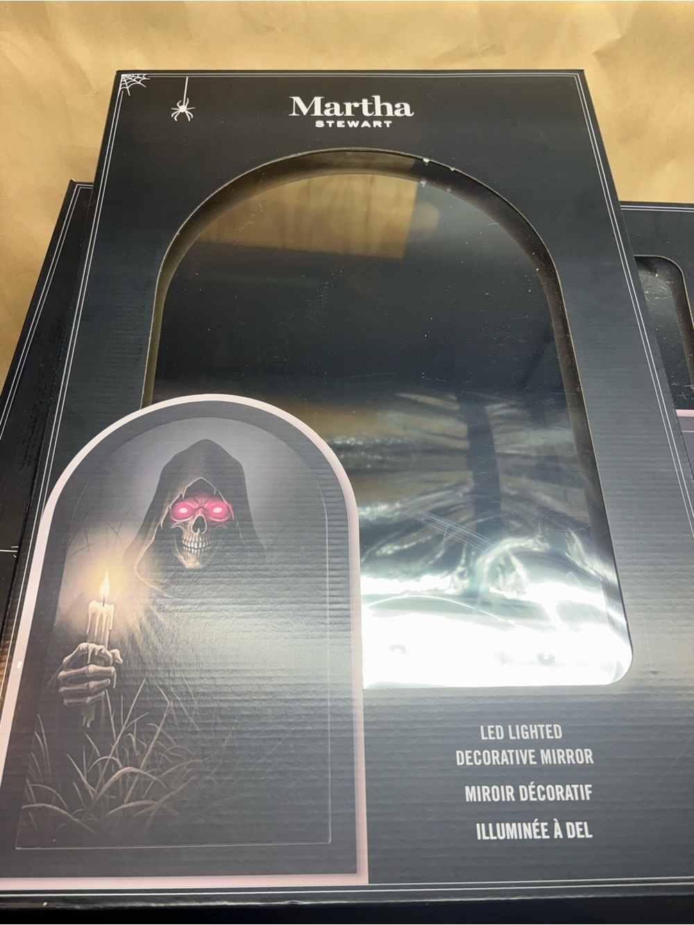 TikTok Viral Martha Stewart Black Grim Reaper LED Mirror with Glowing eyes